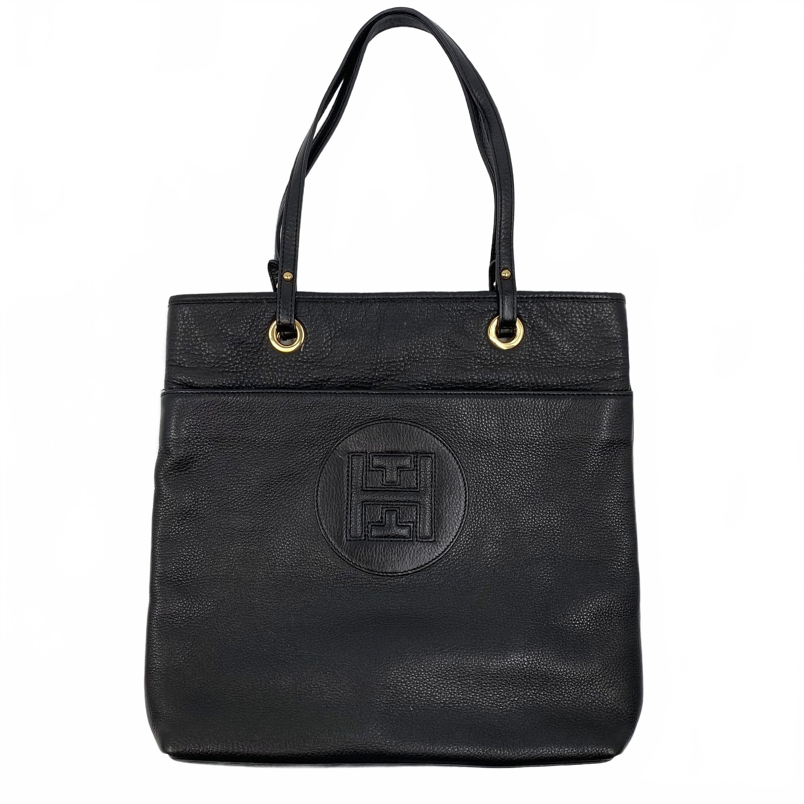 Tommy Hilfiger Black Leather Tote  Leather Black Os